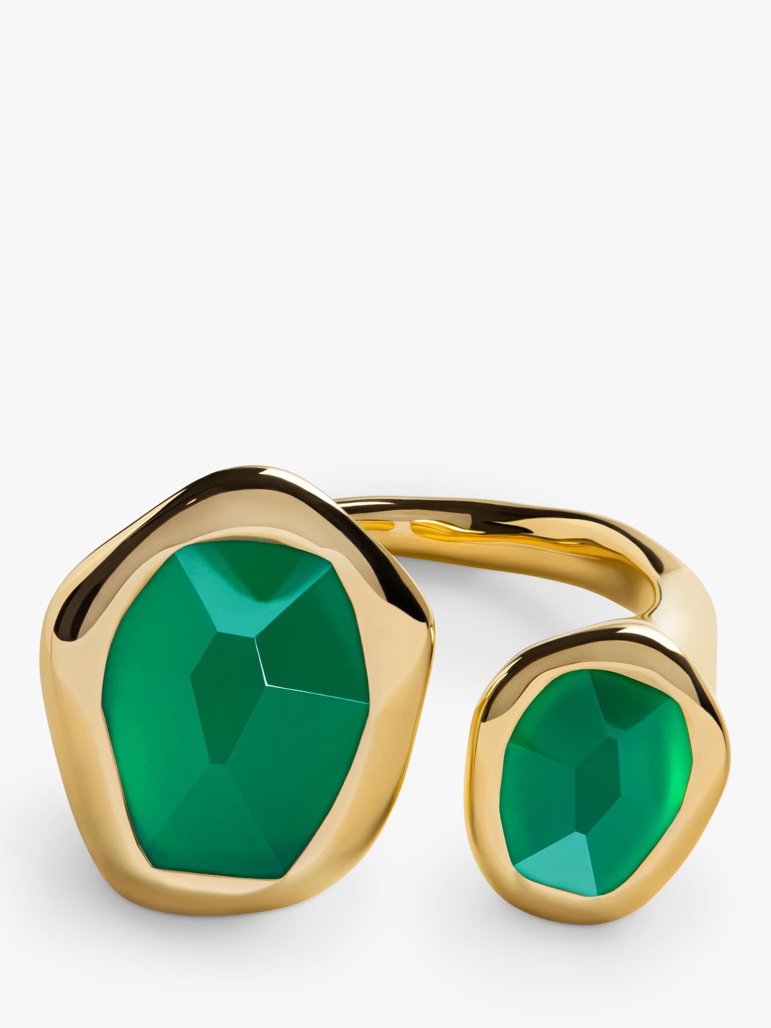 Monica Vinader green onyx open ring in gold vermeil (British brand)