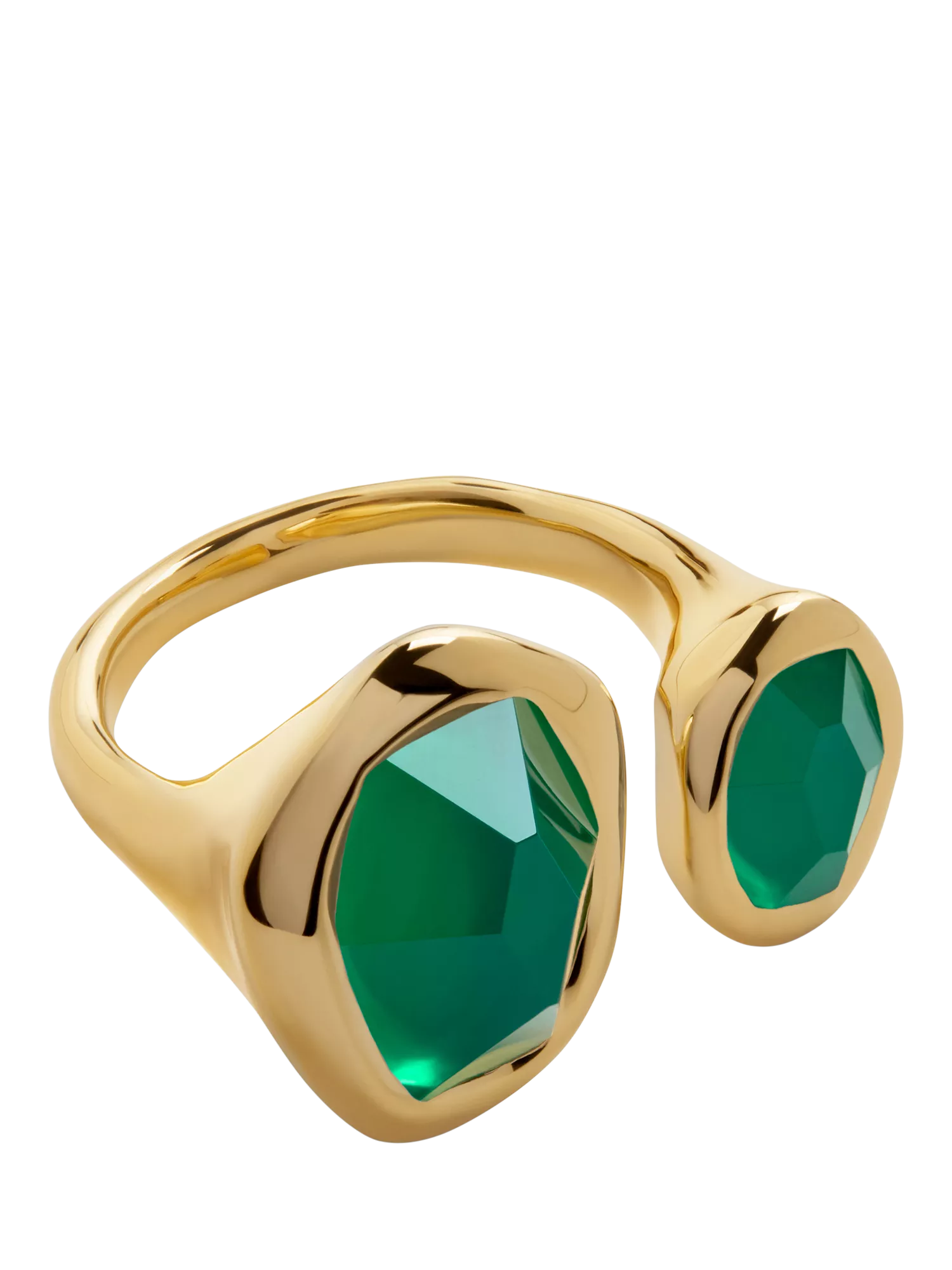 Monica Vinader Odyssey Open Ring Green Onyx Gold