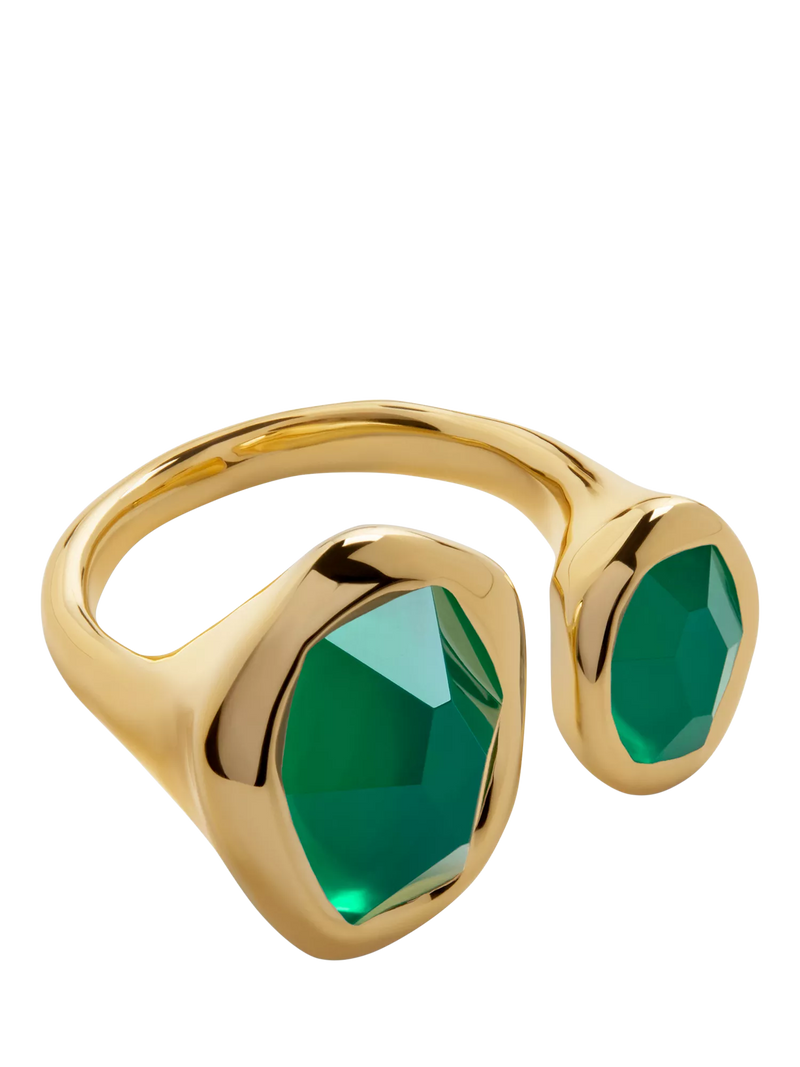 Monica Vinader Odyssey Open Ring Green Onyx Gold