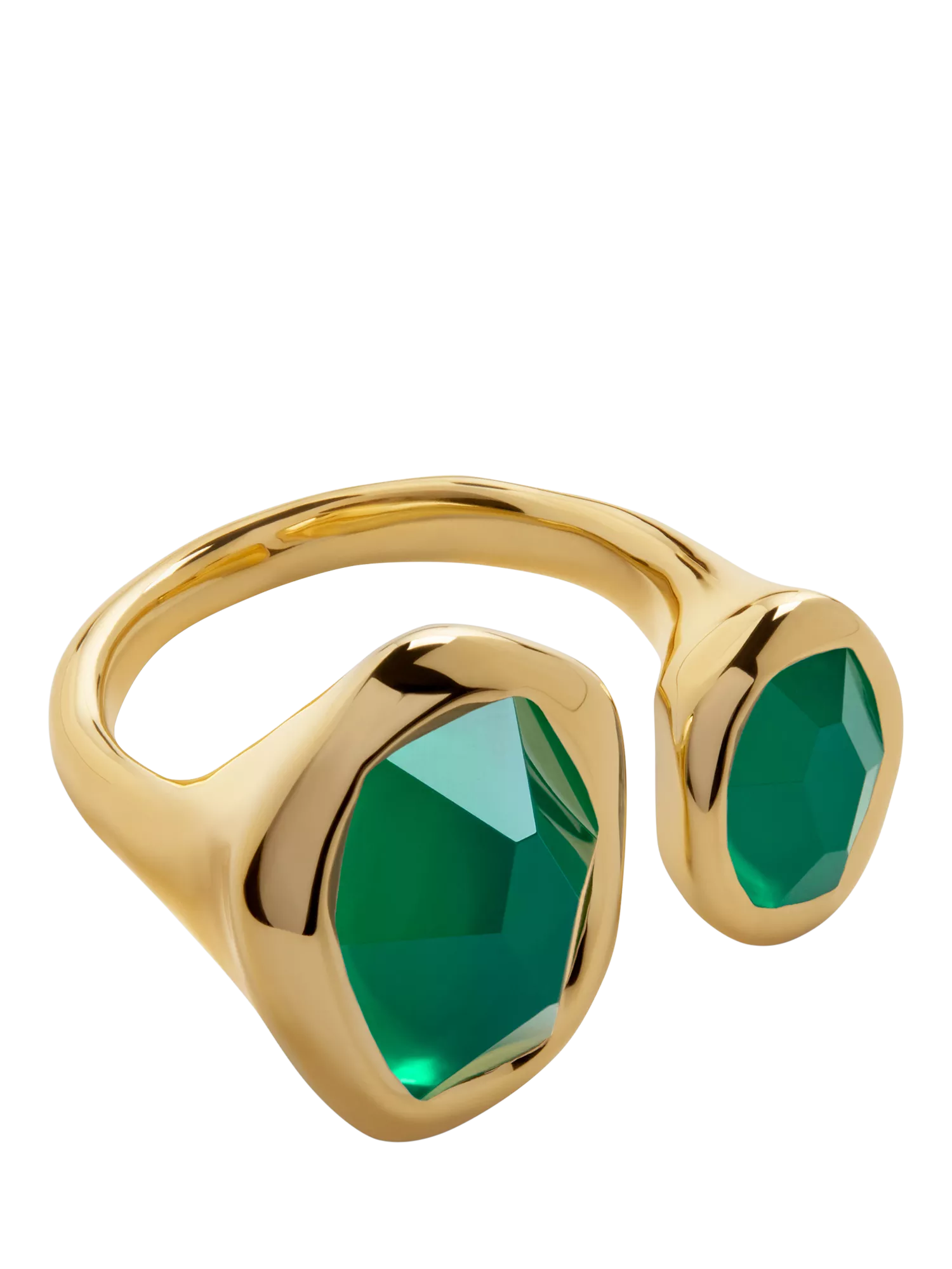 Monica Vinader Odyssey Open Ring Green Onyx Gold