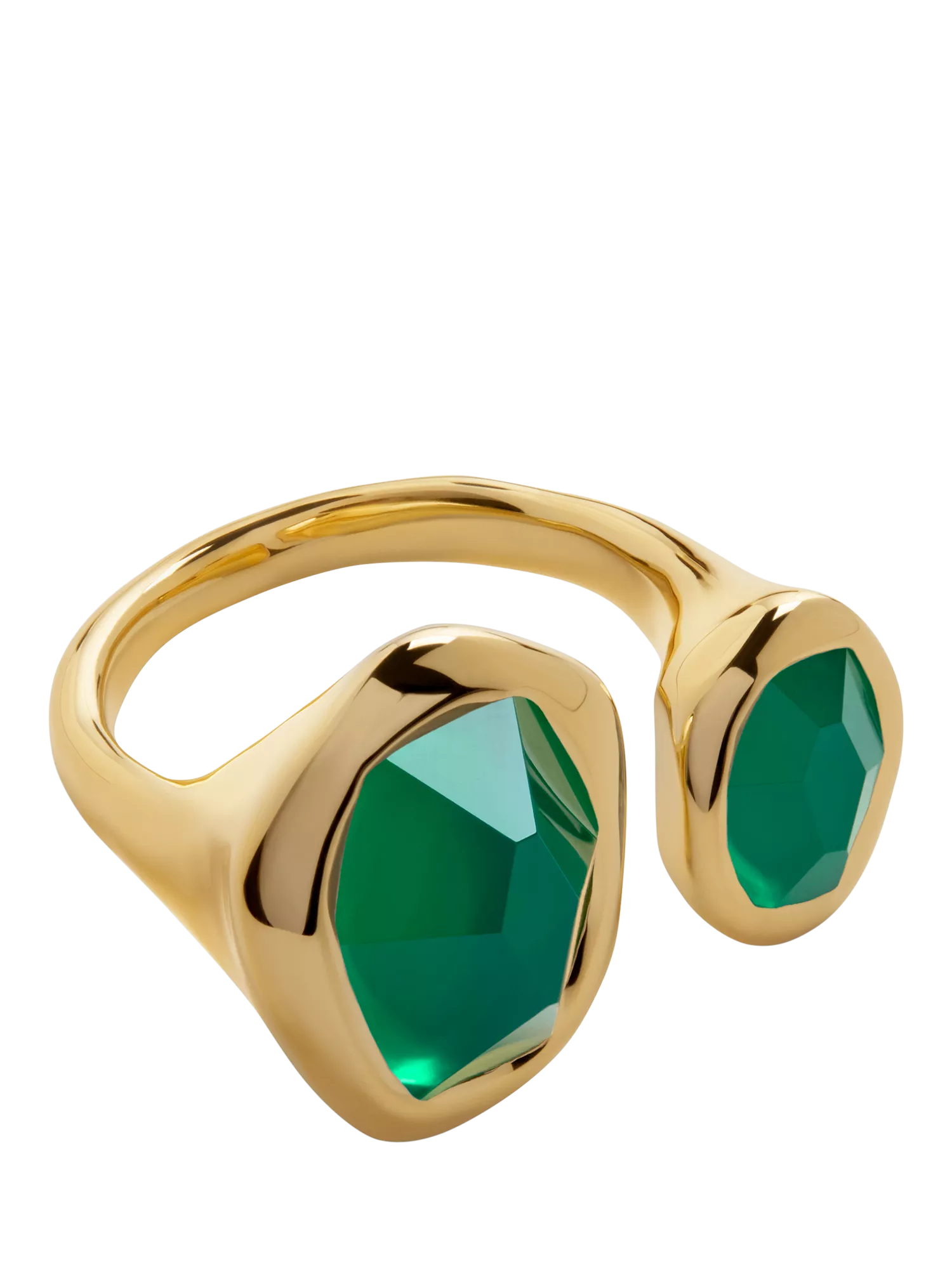 Monica Vinader Odyssey Open Ring Green Onyx Gold