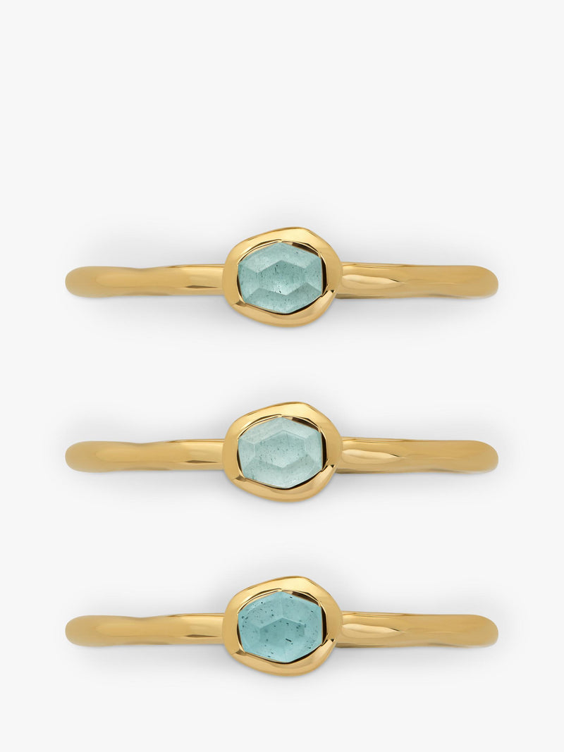 Monica Vinader aquamarine stacking ring gold vermeil (British brand)