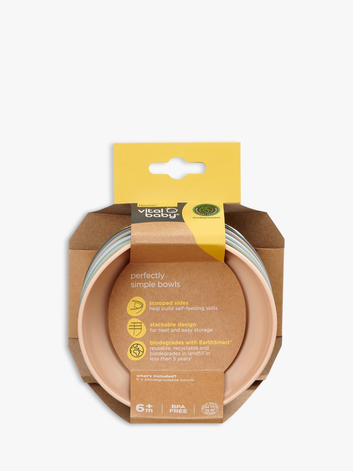 Vital Baby Nourish Perfectly Simple Bowls, Pack of 5, Multi