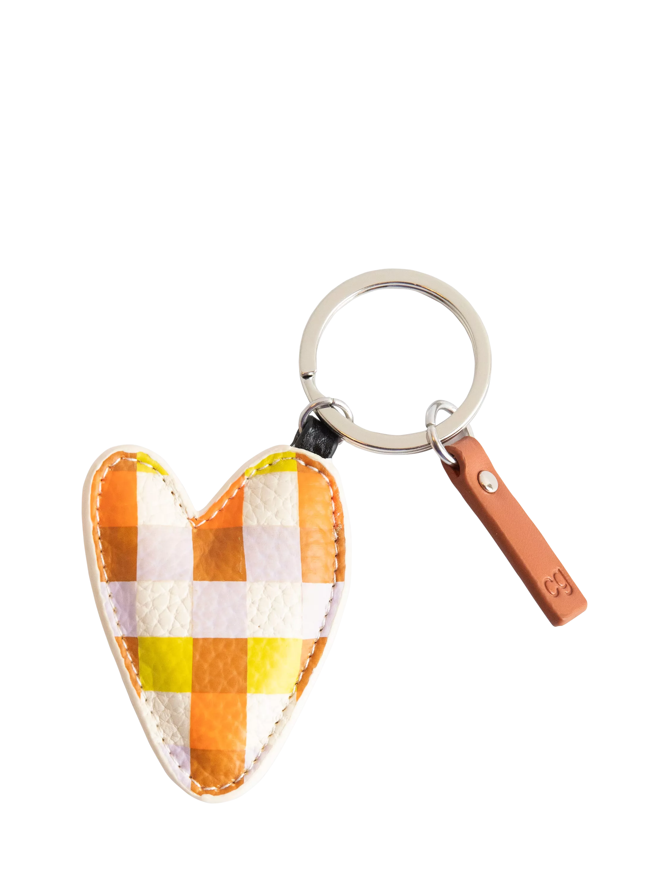 Caroline Gardner multi check heart keyring (British brand)
