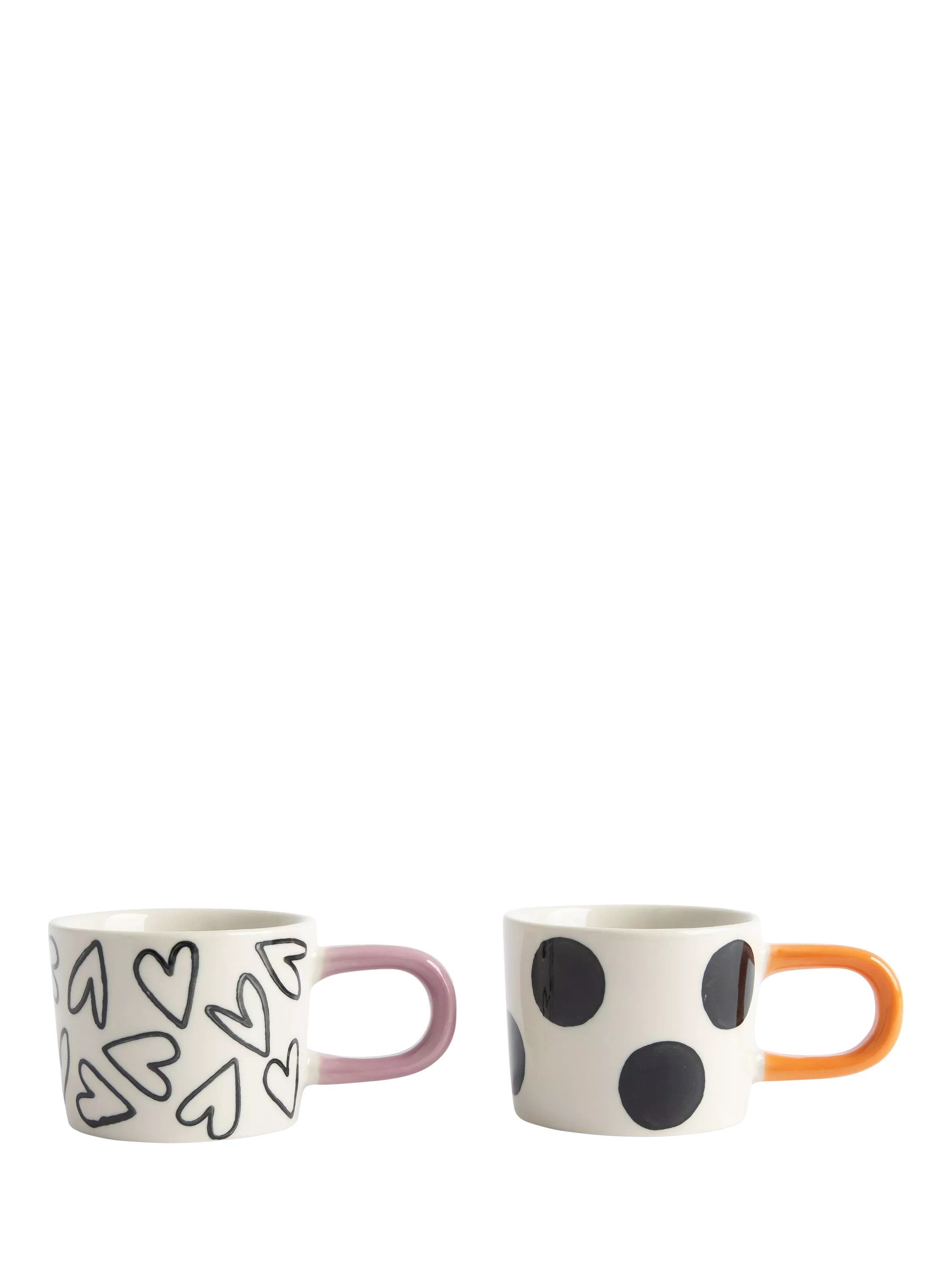 Caroline Gardner espresso cups mono spot heart set of 2 - British product