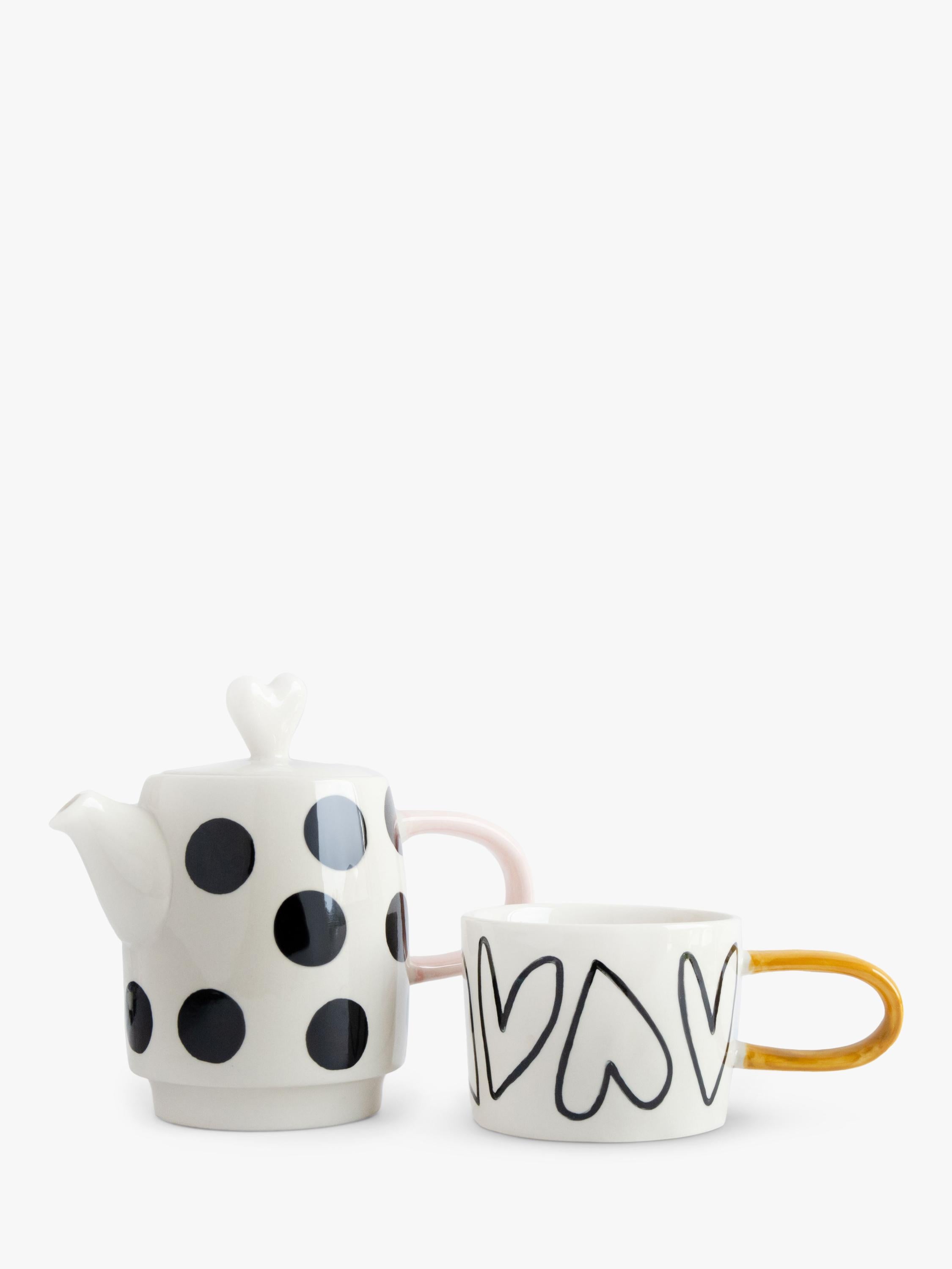Caroline Gardner spot heart teapot cup set, UK version