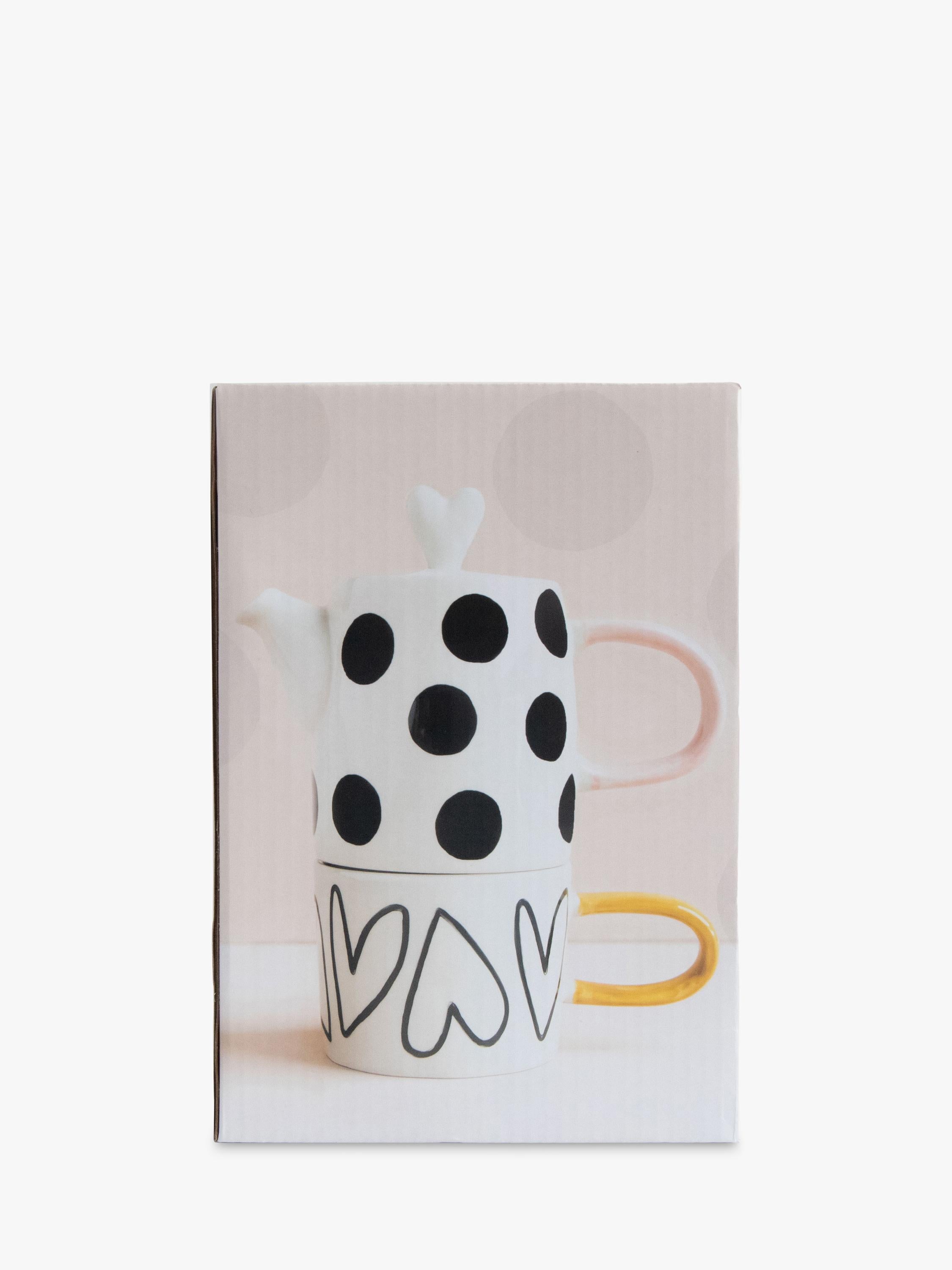 Caroline Gardner spot heart teapot cup set, UK version