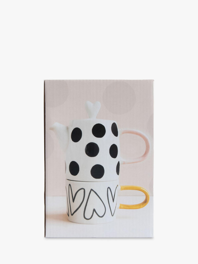 Caroline Gardner spot heart teapot cup set, UK version