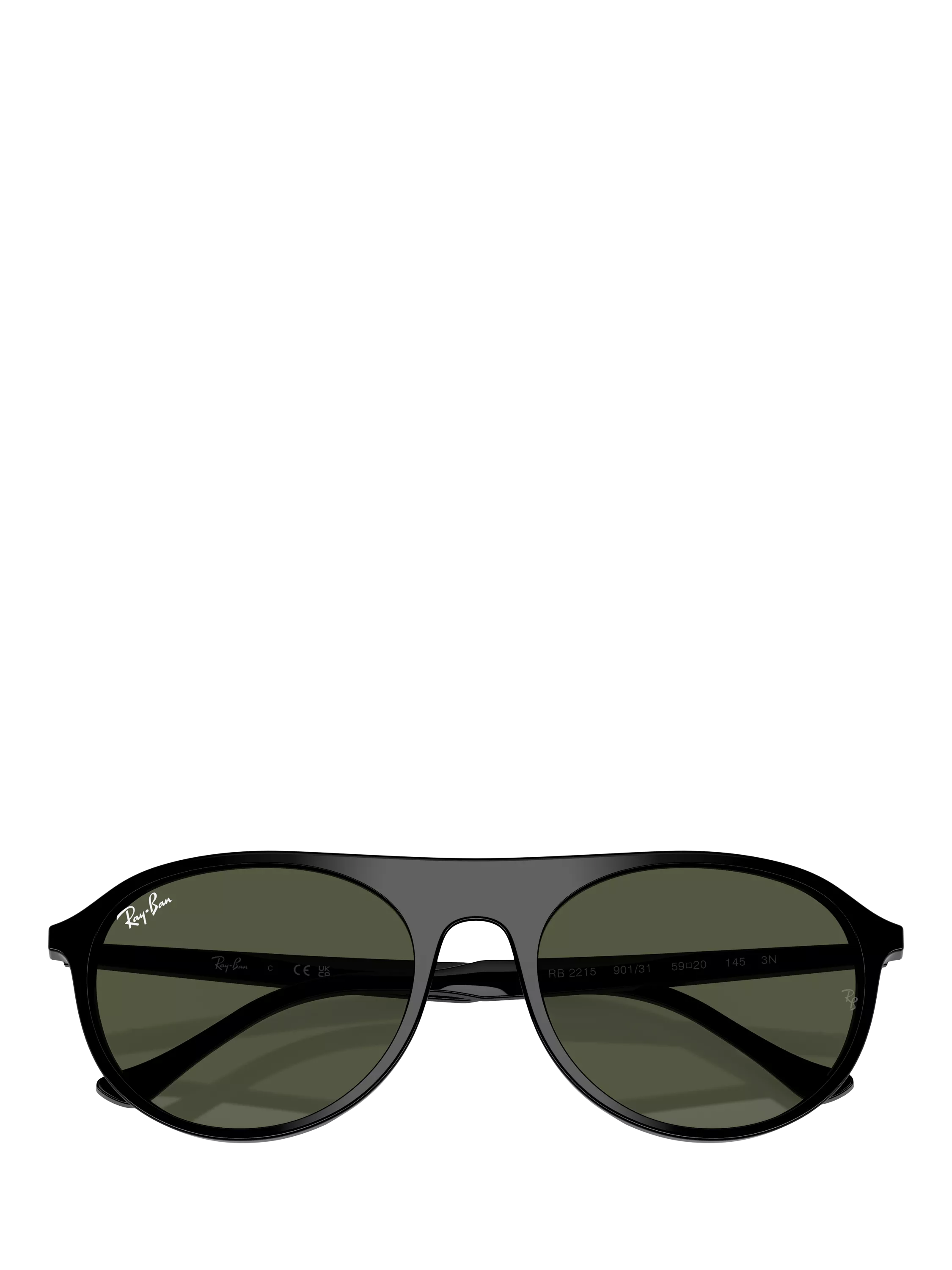 Ray-Ban RB2215 round sunglasses black frame green lenses - British product