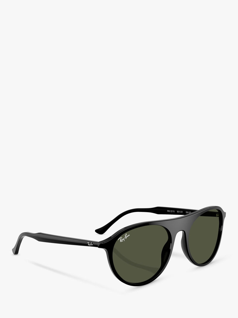 Ray-Ban RB2215 round sunglasses black frame green lenses - British product