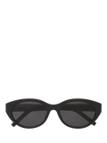 Yves Saint Laurent black oval sunglasses with hard case, imported from the UK
