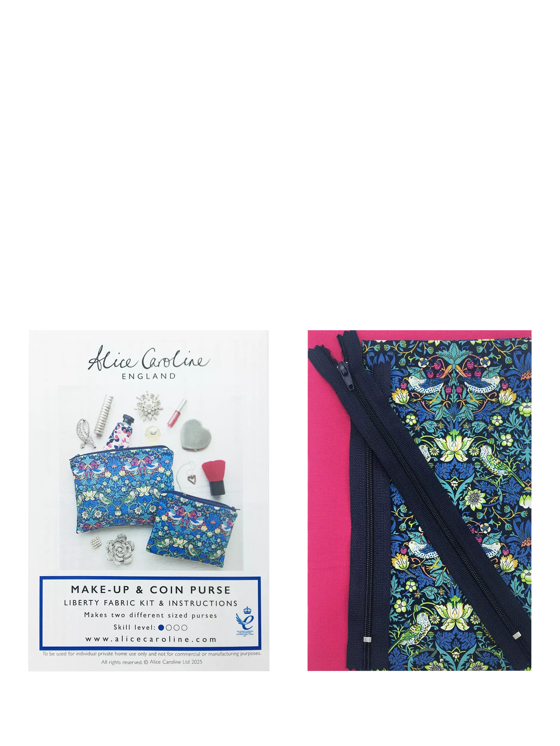 Alice Caroline coin purse craft kit Strawberry Thief (British brand)
