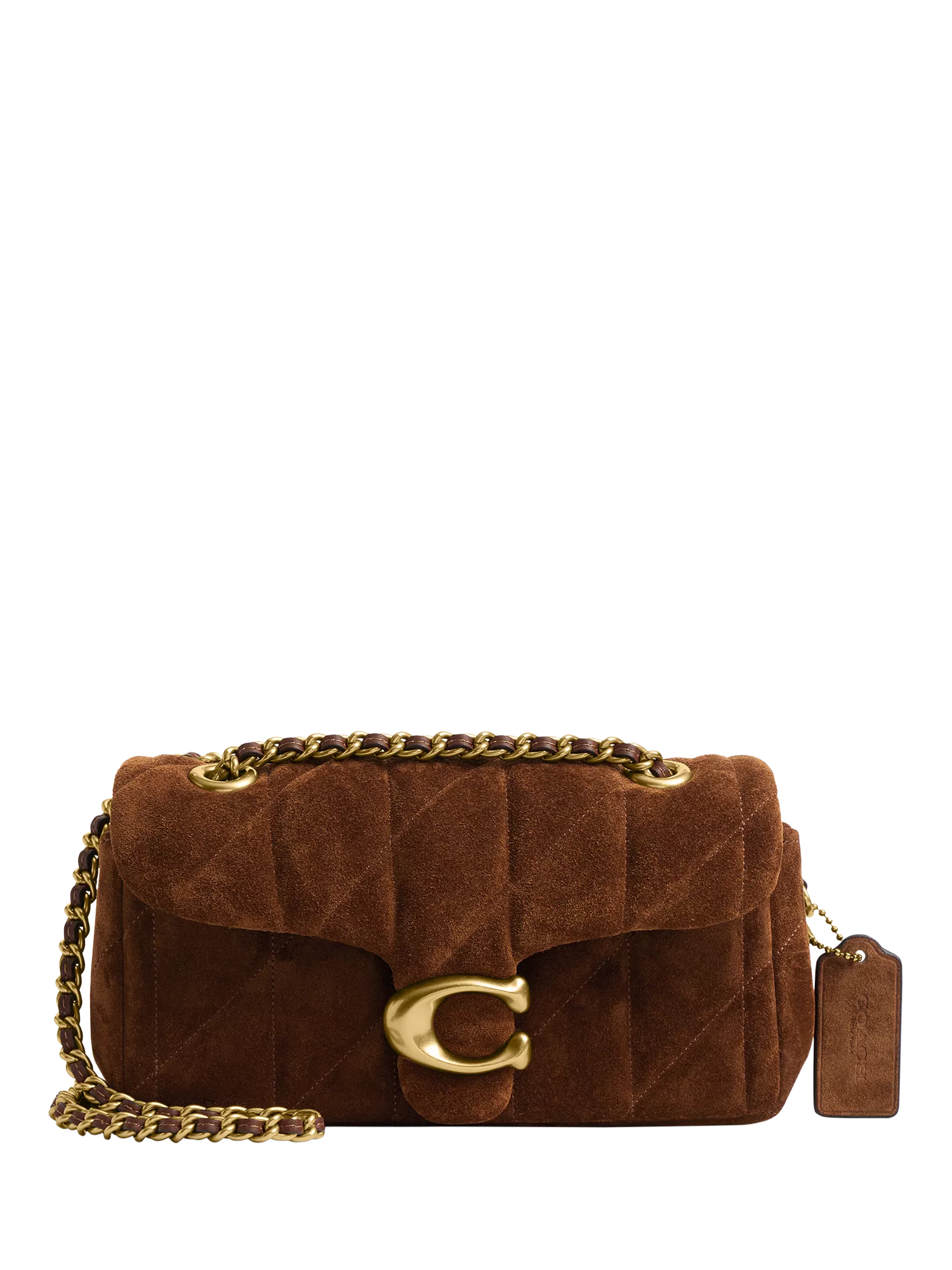 Coach Tabby 20 quilted suede shoulder bag brown, imported from the UK