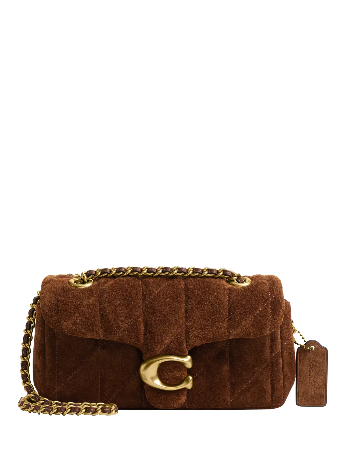 Coach Tabby 20 quilted suede shoulder bag brown, imported from the UK
