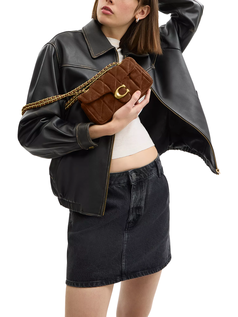 Coach Tabby 20 quilted suede shoulder bag brown, imported from the UK
