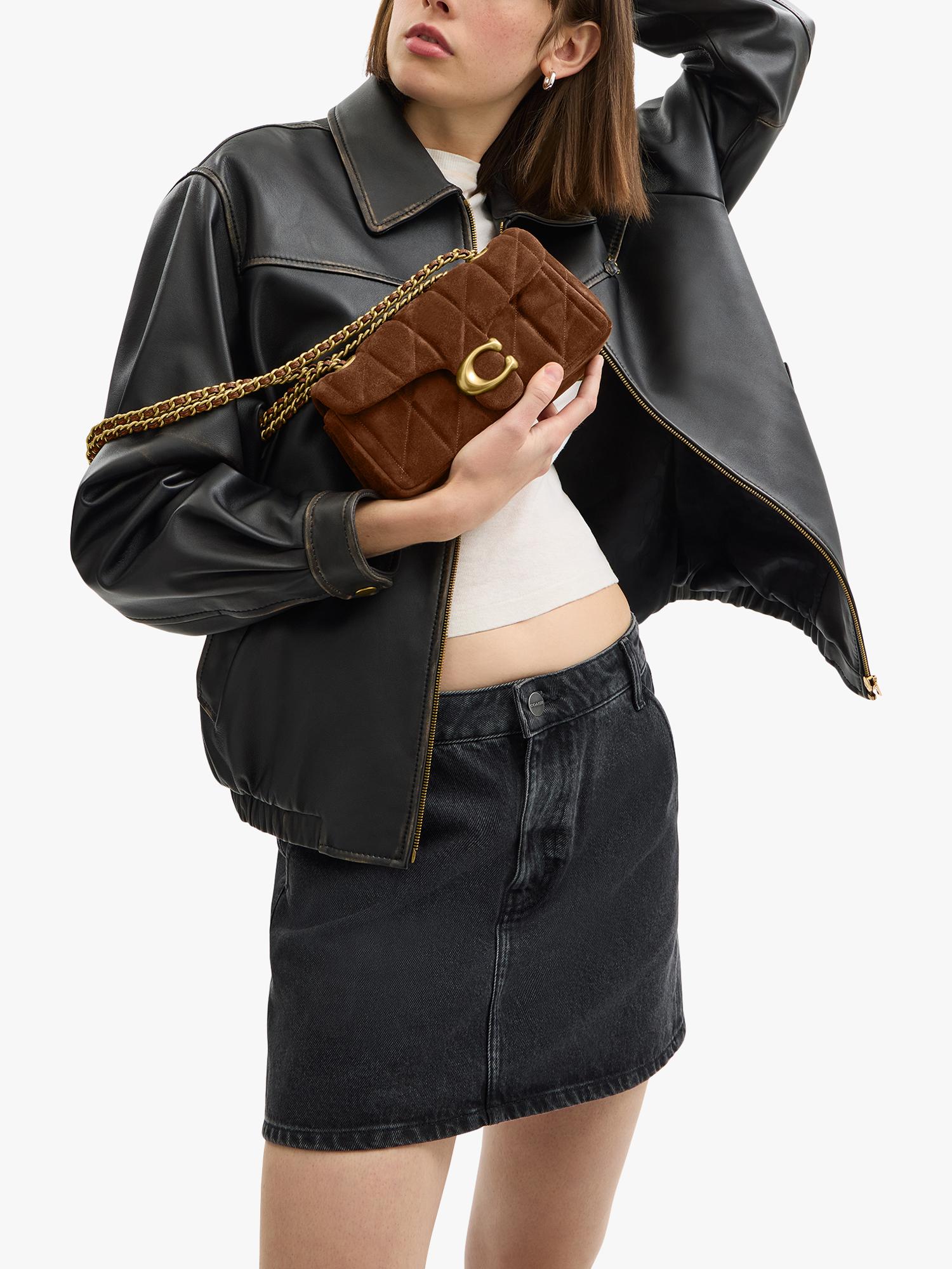 Coach Tabby 20 quilted suede shoulder bag brown, imported from the UK