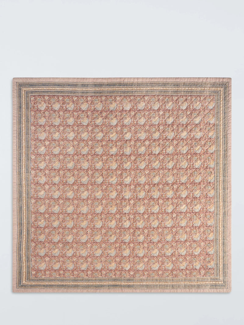 John Lewis lotus block print quilt multi king size, UK version