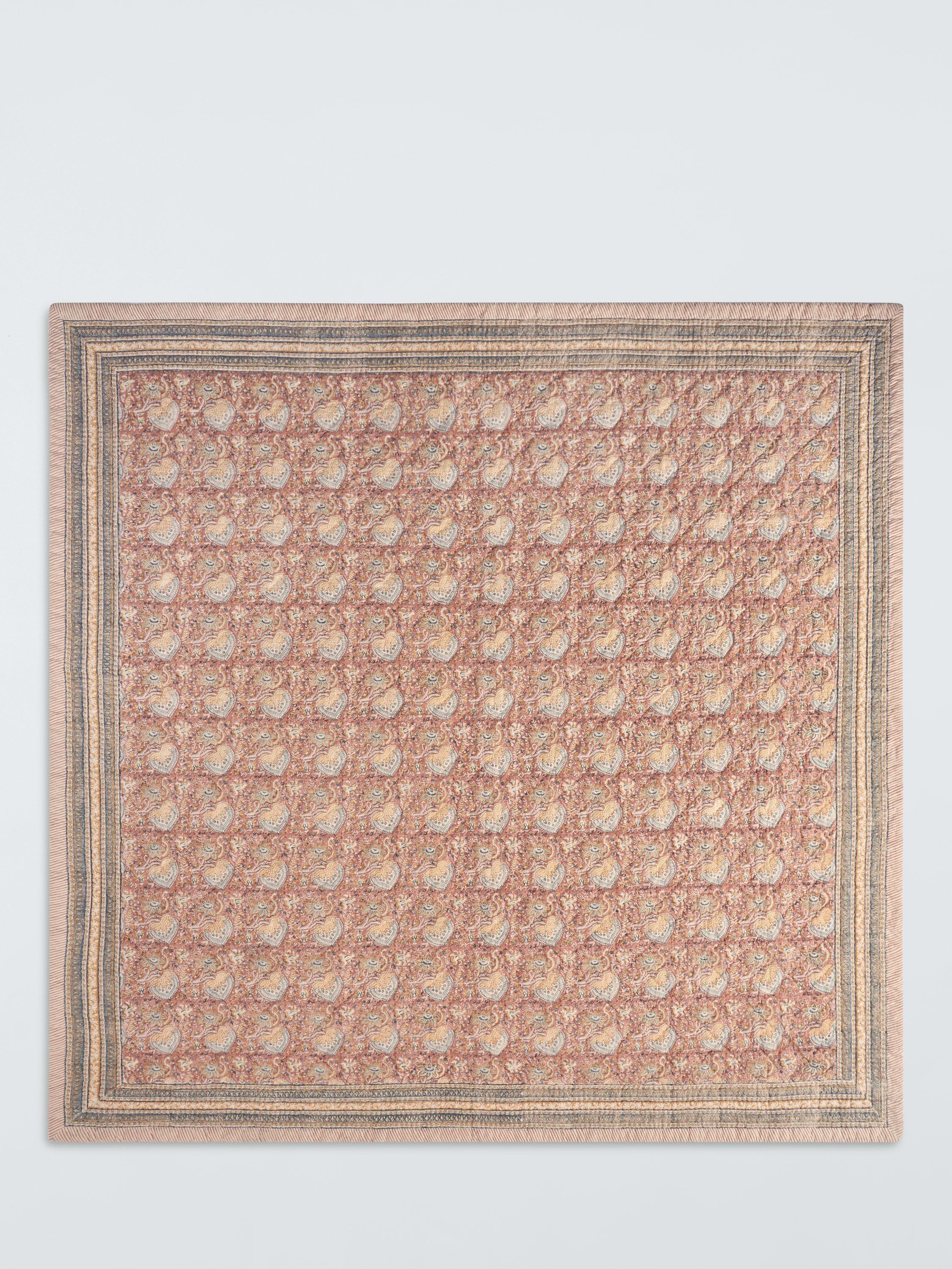 John Lewis lotus block print quilt multi king size, UK version