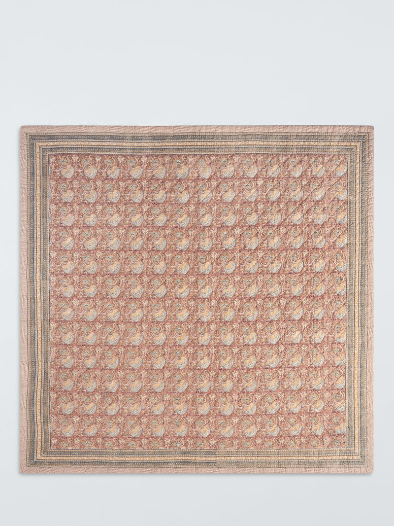 John Lewis lotus block print quilt multi king size, UK version