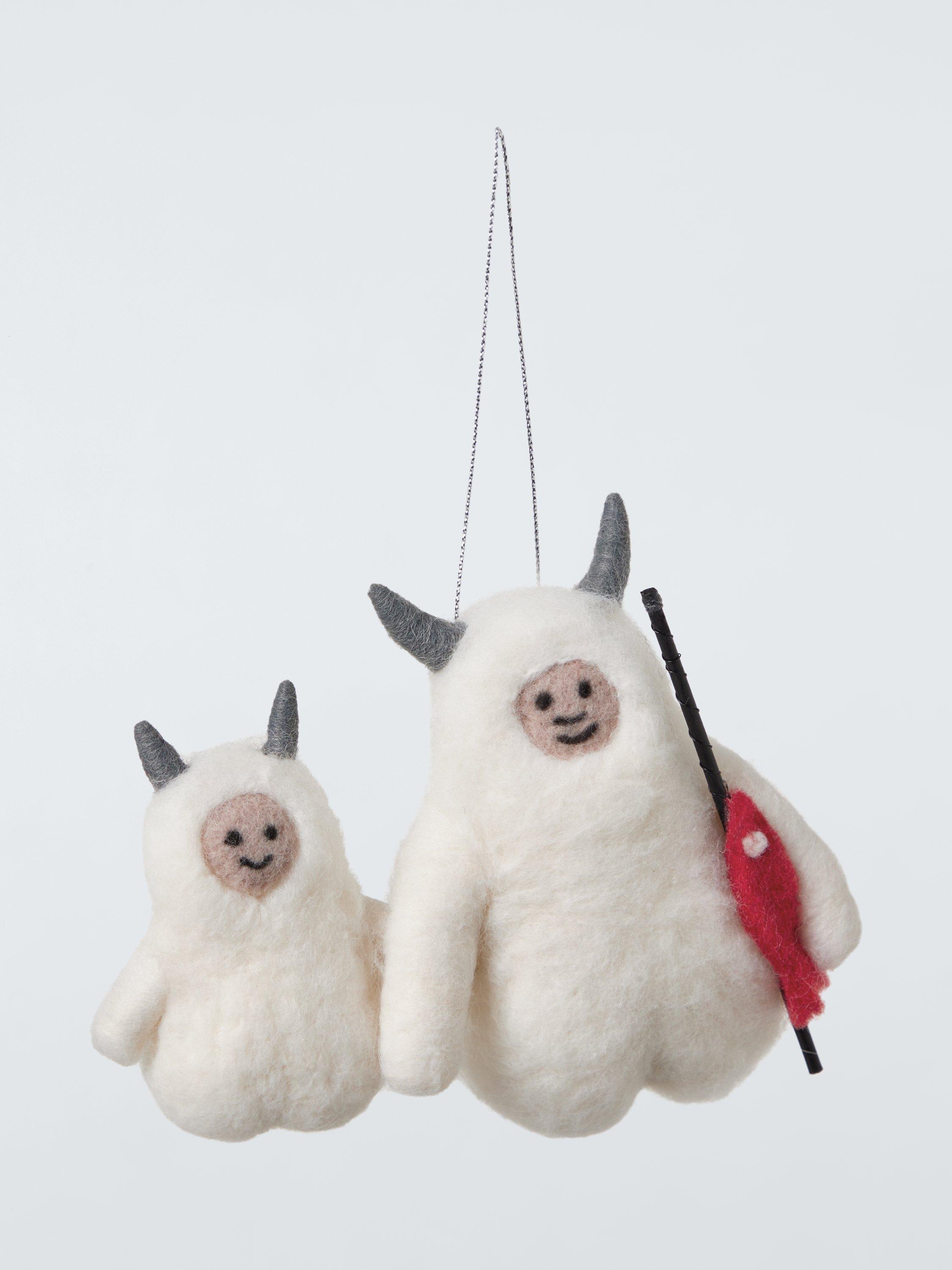 Yeti With Baby Felt Christmas Tree Decoration