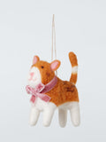 Heirloom Splendour Cat With Bow Felt Tree Decoration