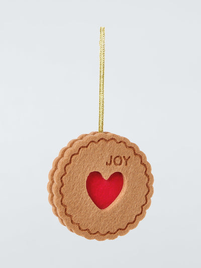 Décoration d'arbre en feutre en forme de biscuit au cœur de confiture