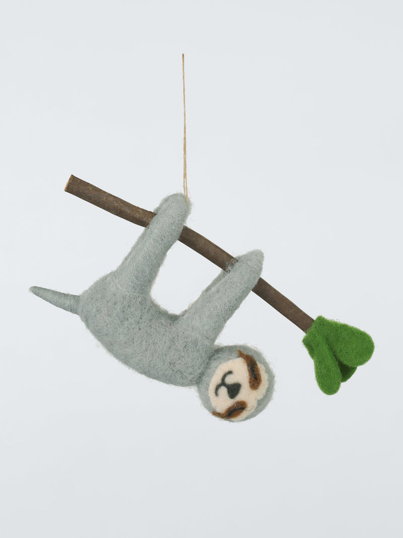 Hanging Sloth Felt Tree Decoration