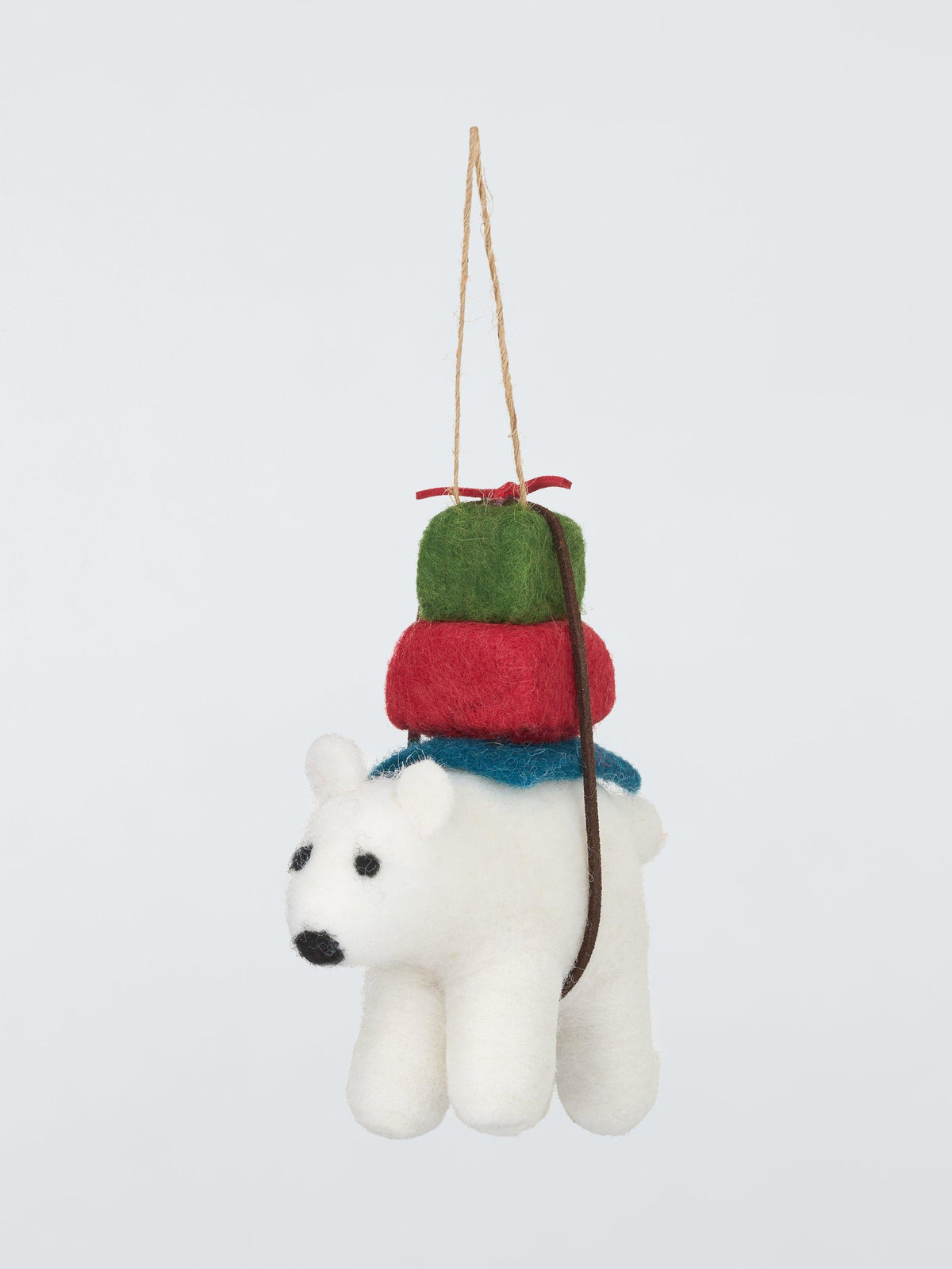 Polar Bear with Presents Felt Tree Decoration