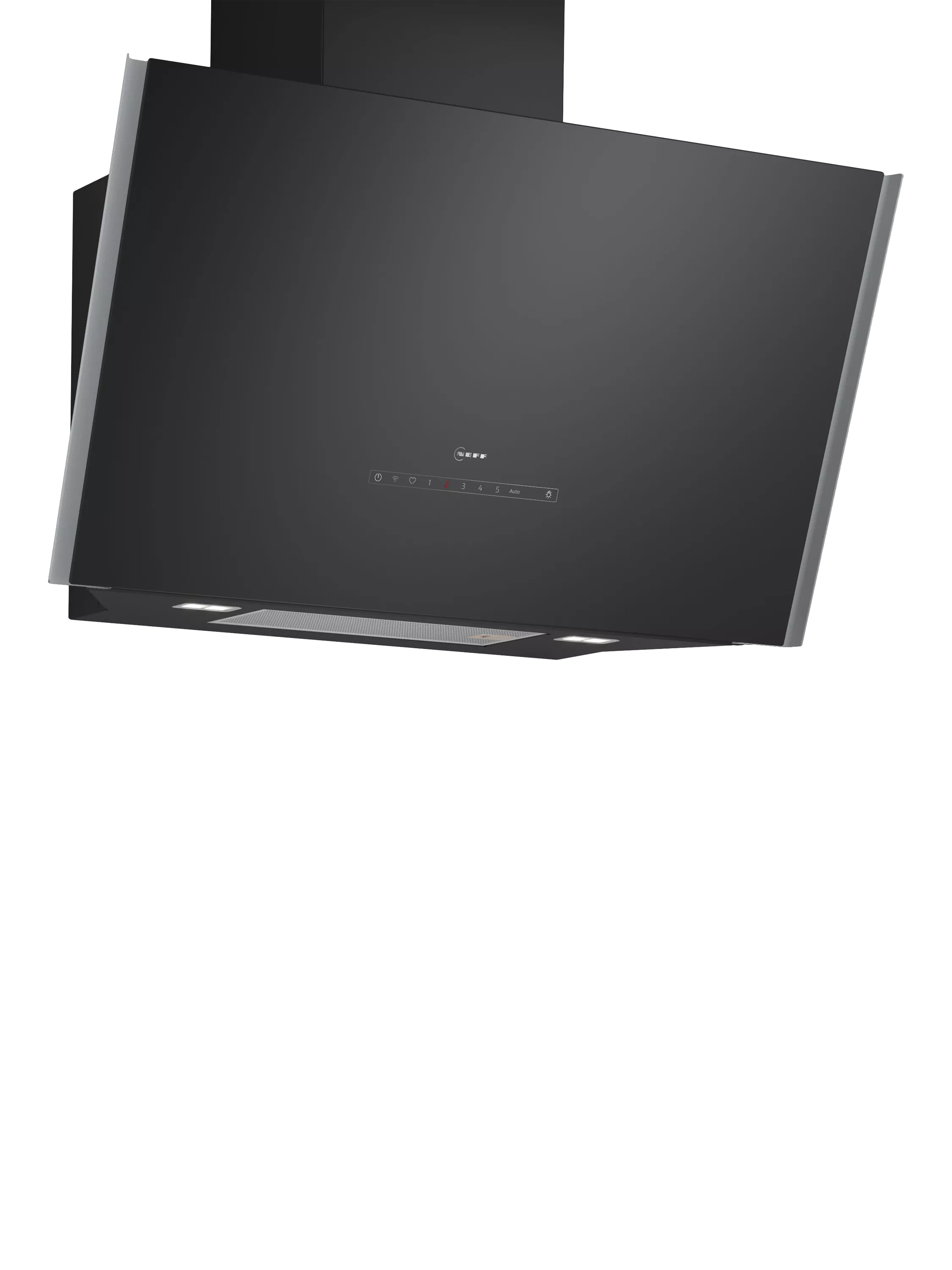 Neff N90 angled chimney cooker hood in black glass, UK version