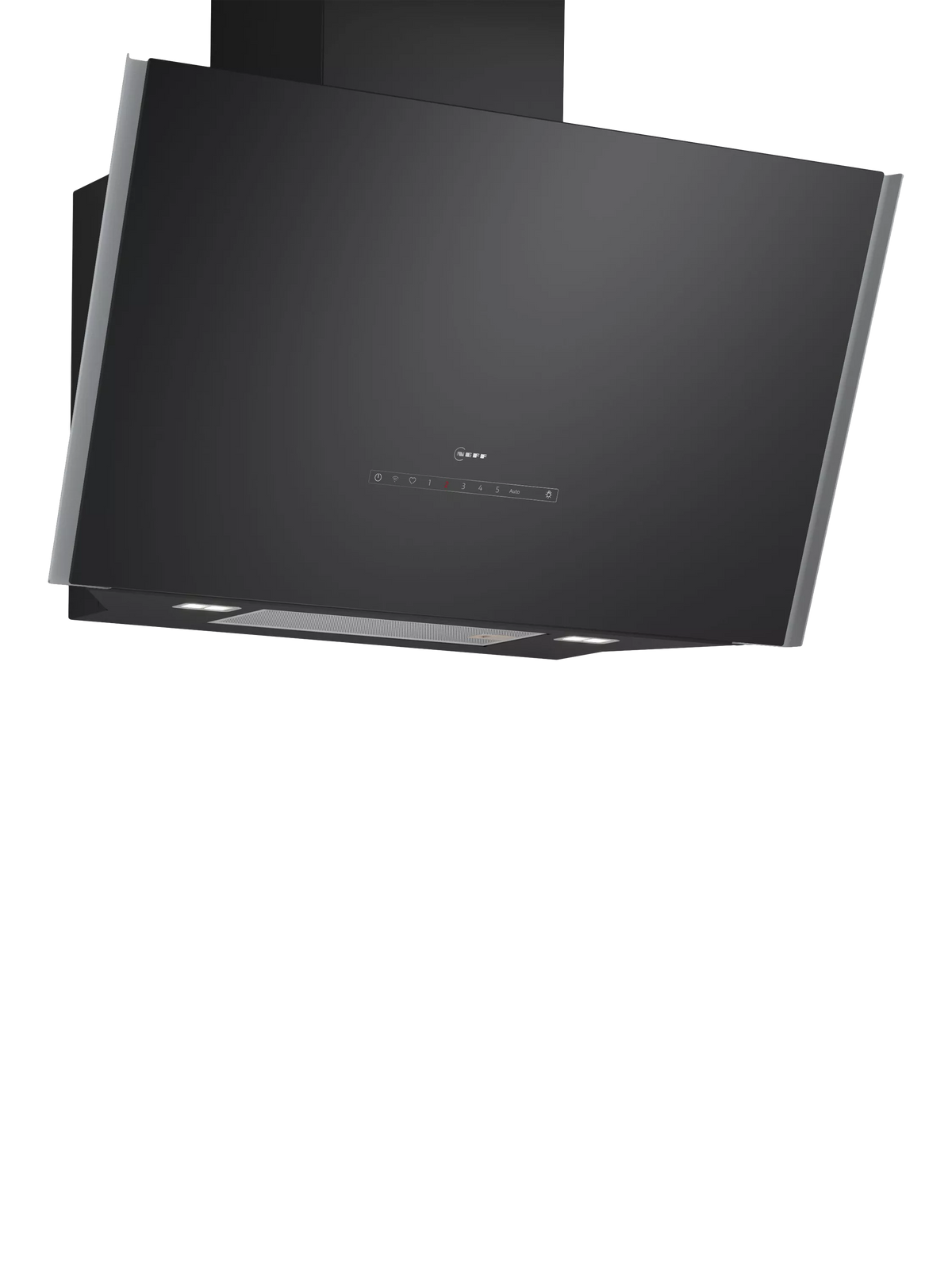 Neff N90 angled chimney cooker hood in black glass, UK version