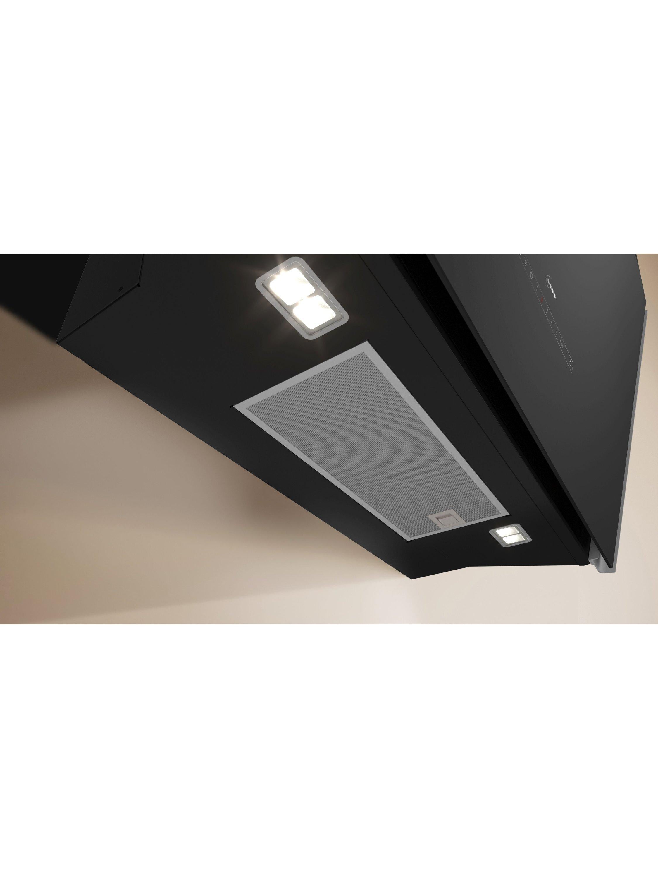 Neff N90 angled chimney cooker hood in black glass, UK version