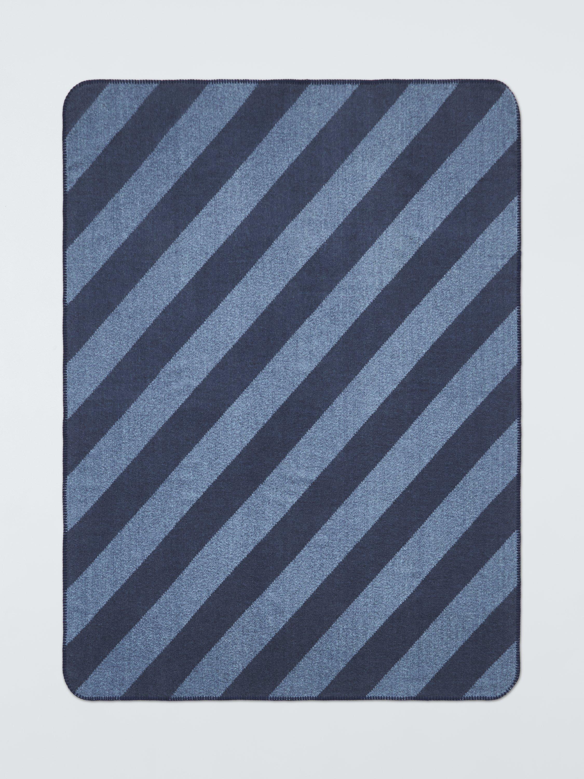 John Lewis Ultrasoft Stripe Throw Blue 130x170cm, UK version