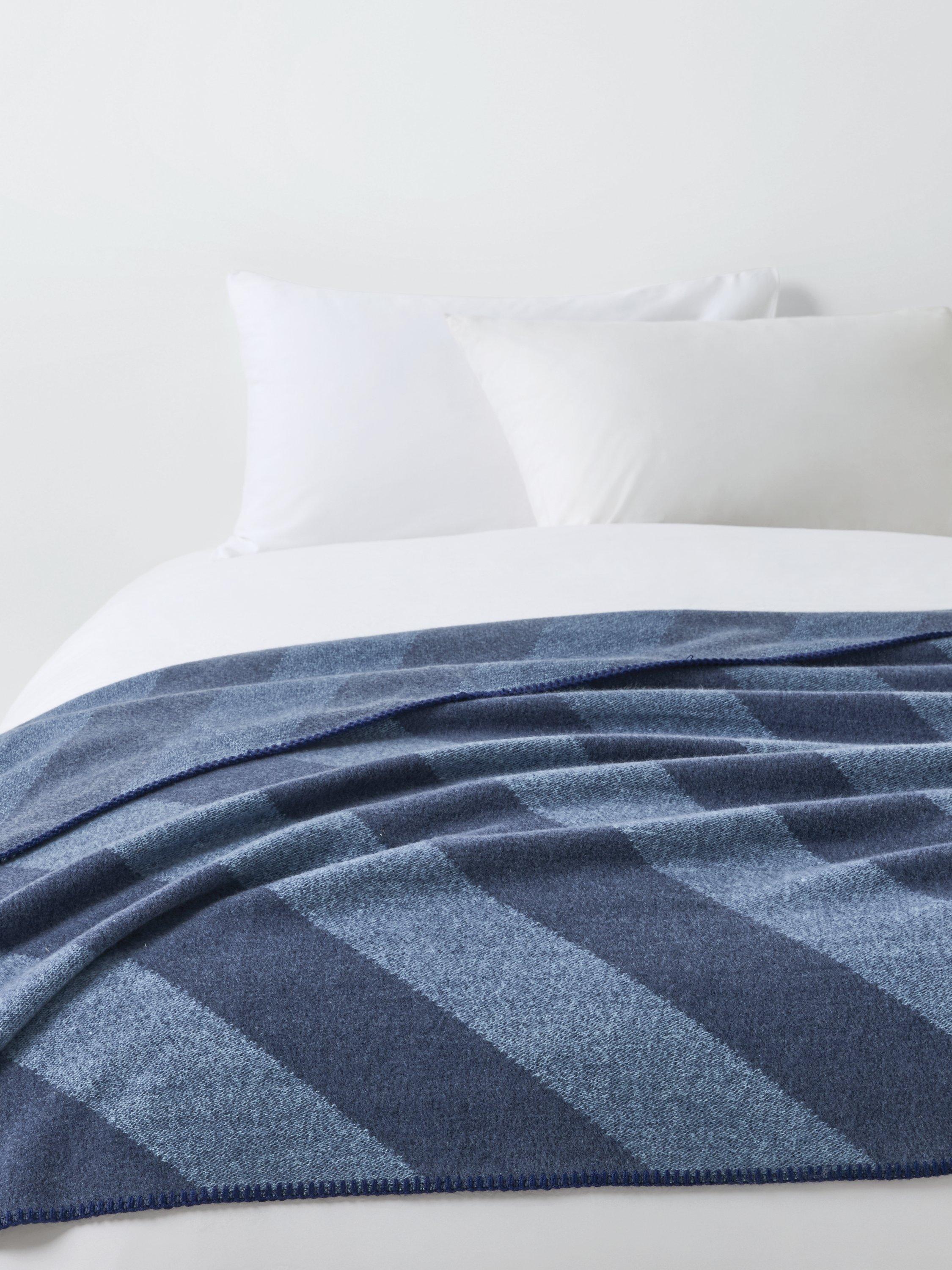 John Lewis Ultrasoft Stripe Throw Blue 130x170cm, UK version