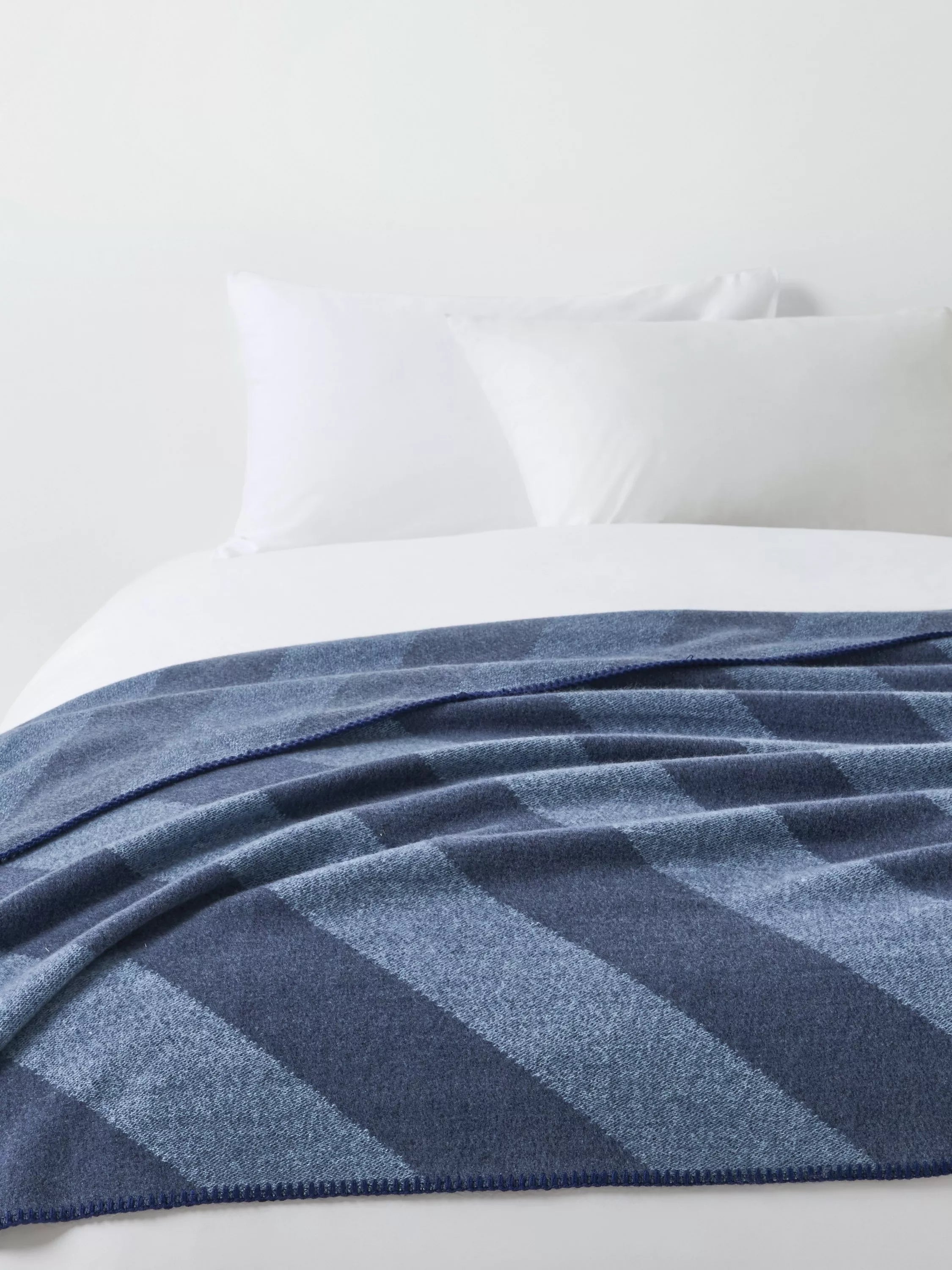 John Lewis Ultrasoft Stripe Throw Blue 130x170cm, UK version