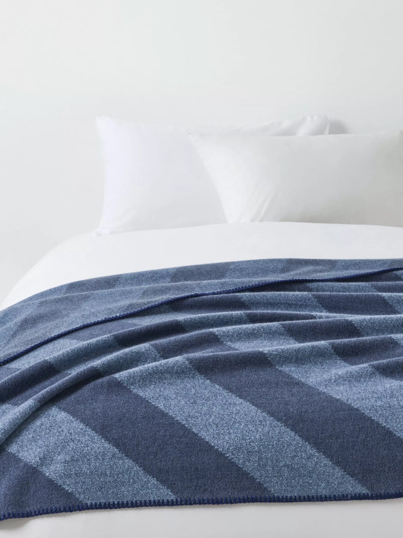 John Lewis Ultrasoft Stripe Throw Blue 130x170cm, UK version
