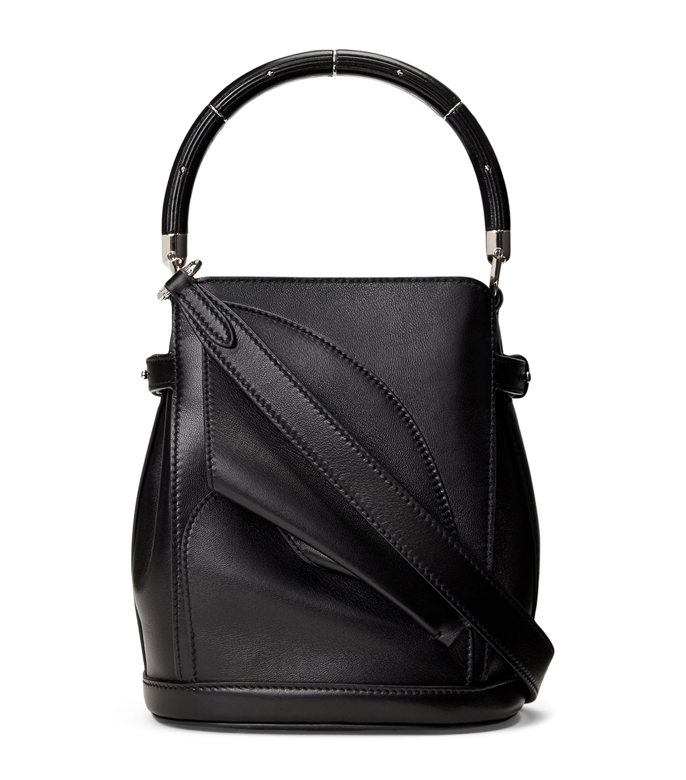 Small Leather Floral Bucket Bag