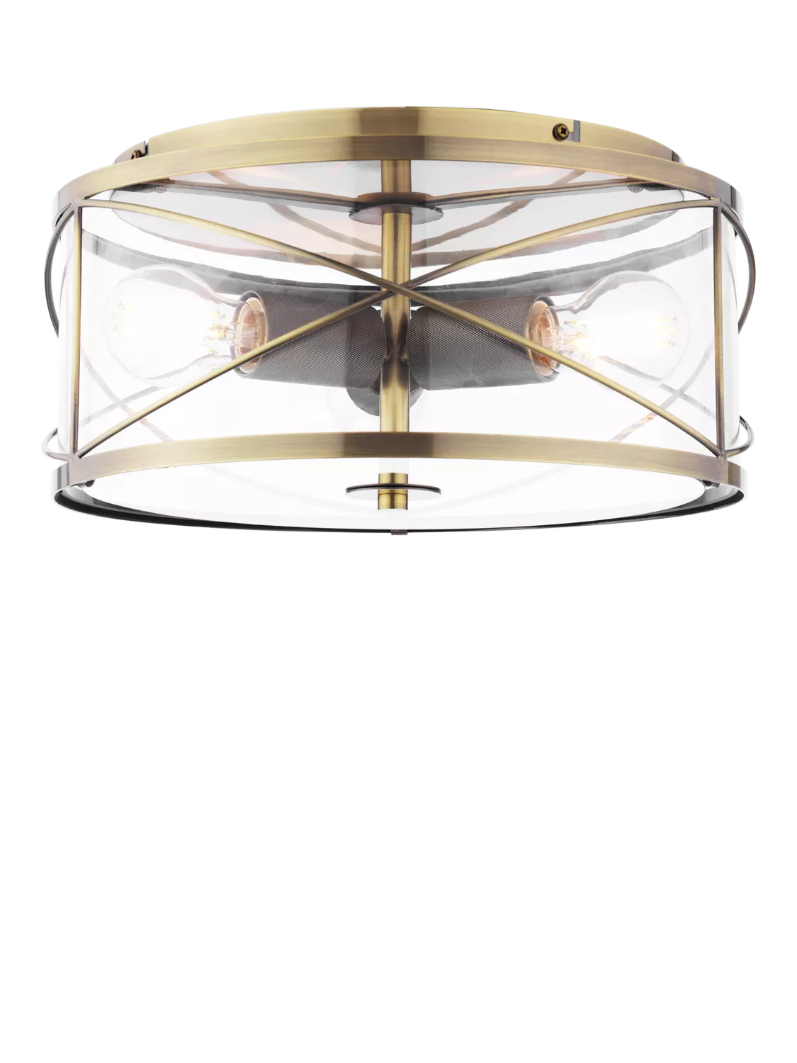 Laura Ashley Beckworth 3 light flush ceiling light in metallic brass, imported from the UK
