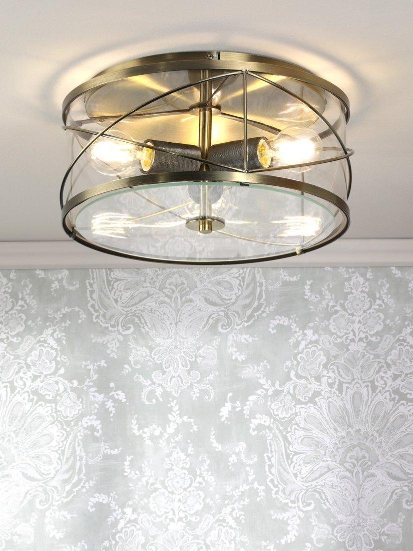 Laura Ashley Beckworth 3 light flush ceiling light in metallic brass, imported from the UK