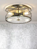 Laura Ashley Beckworth 3 light flush ceiling light in metallic brass, imported from the UK