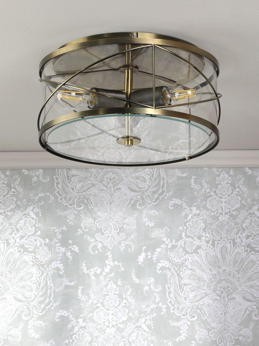 Laura Ashley Beckworth 3 light flush ceiling light in metallic brass, imported from the UK