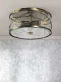 Laura Ashley Beckworth 3 light flush ceiling light in metallic brass, imported from the UK