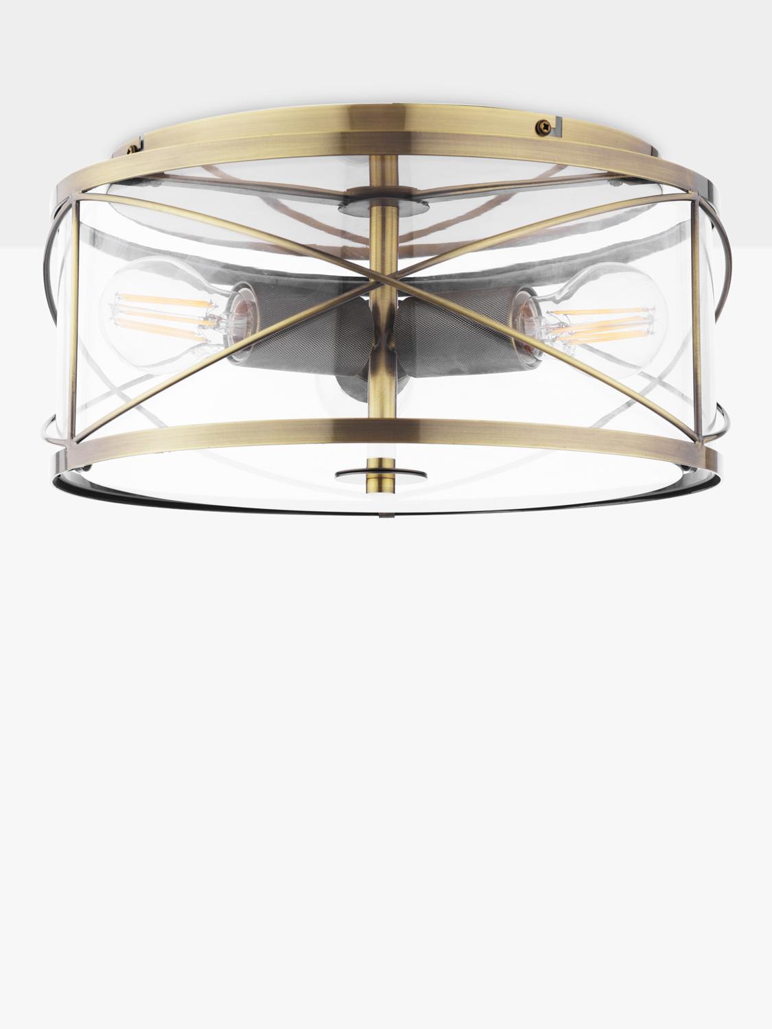 Laura Ashley Beckworth 3 light flush ceiling light in metallic brass, imported from the UK