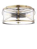 Laura Ashley Beckworth 3 light flush ceiling light in metallic brass, imported from the UK
