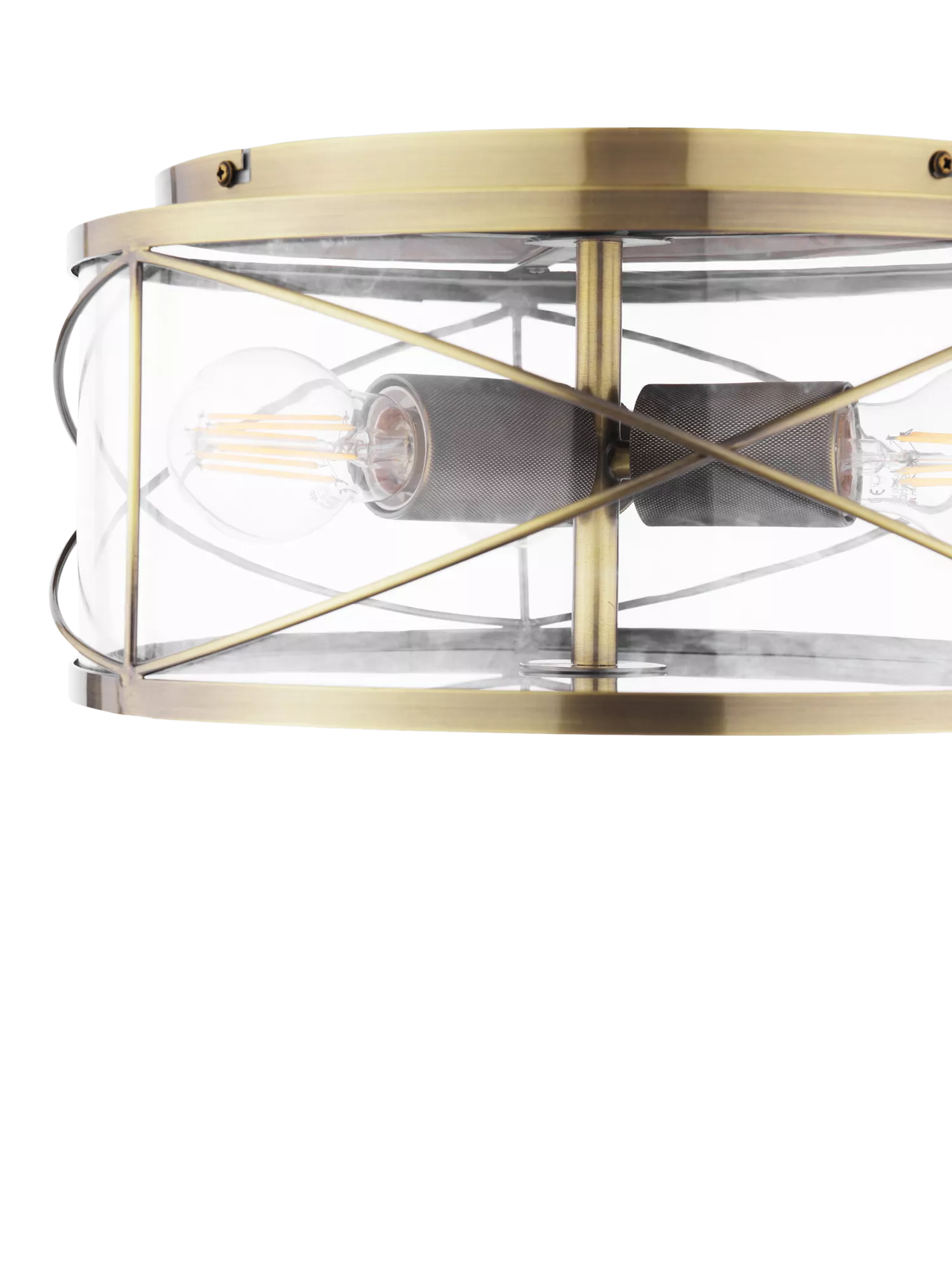 Laura Ashley Beckworth 3 light flush ceiling light in metallic brass, imported from the UK