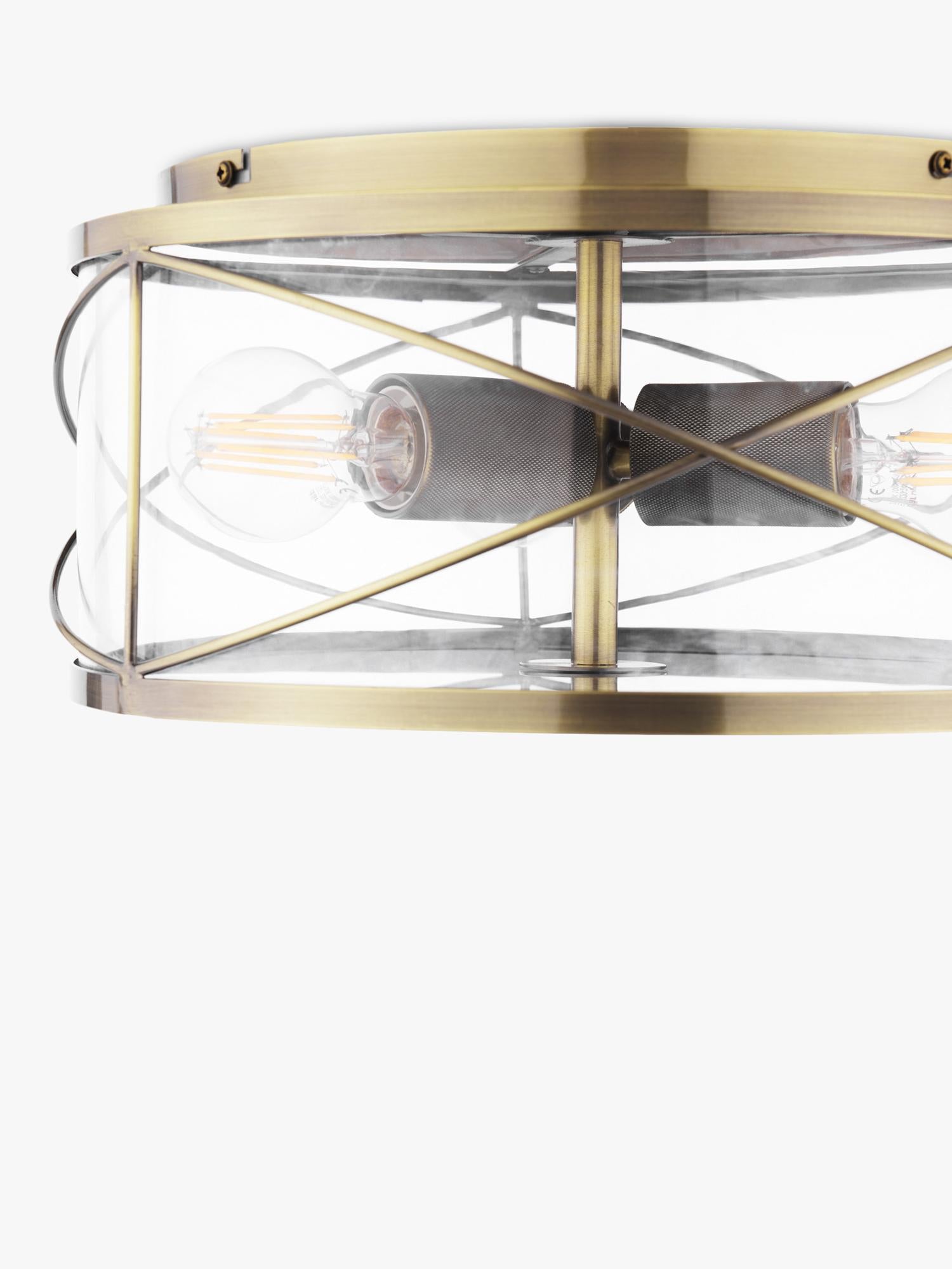 Laura Ashley Beckworth 3 light flush ceiling light in metallic brass, imported from the UK