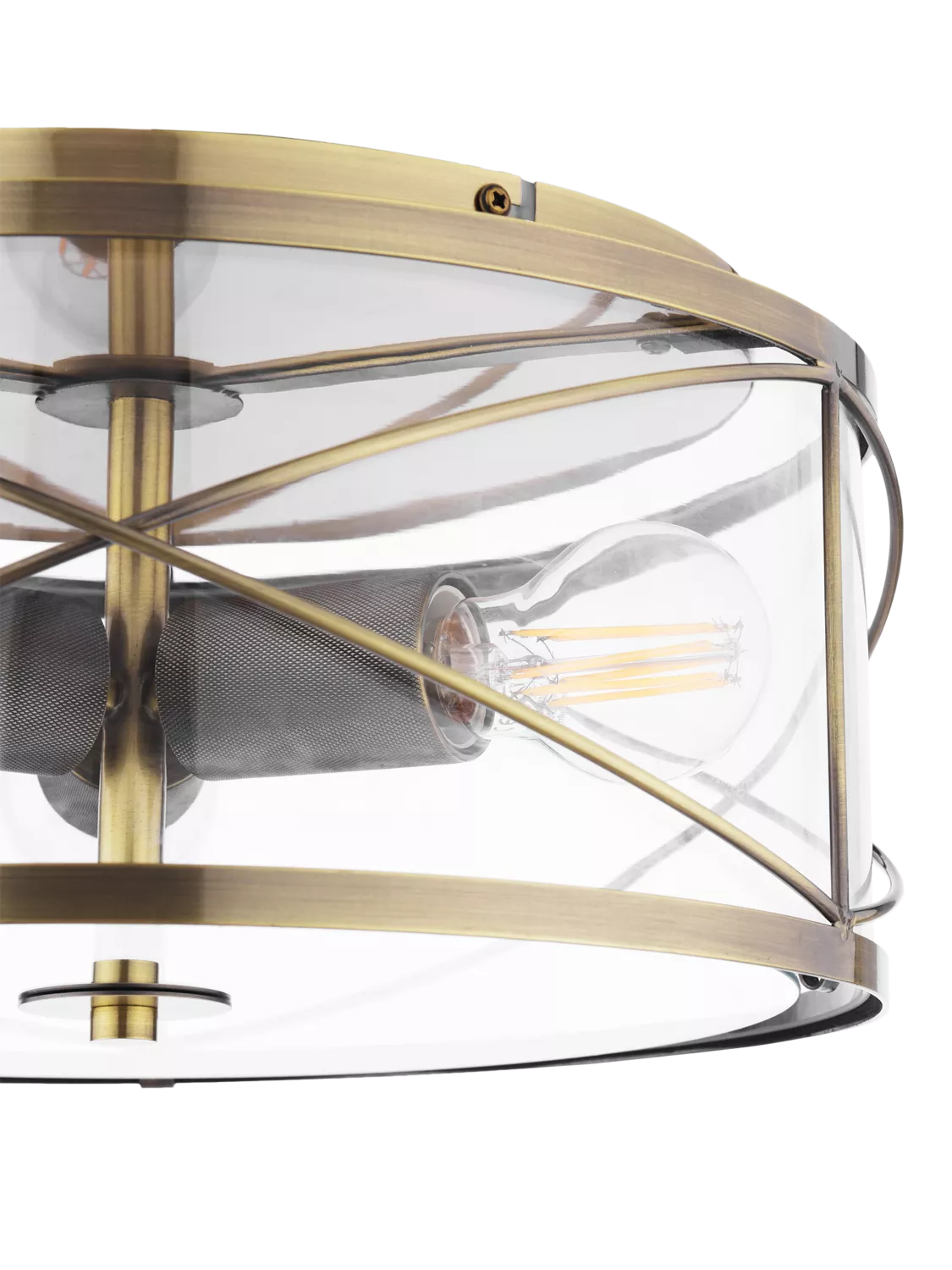 Laura Ashley Beckworth 3 light flush ceiling light in metallic brass, imported from the UK