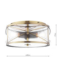 Laura Ashley Beckworth 3 light flush ceiling light in metallic brass, imported from the UK