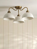 Laura Ashley Durford 3 arm semi-flush ceiling light in metallic bronze, imported from the UK