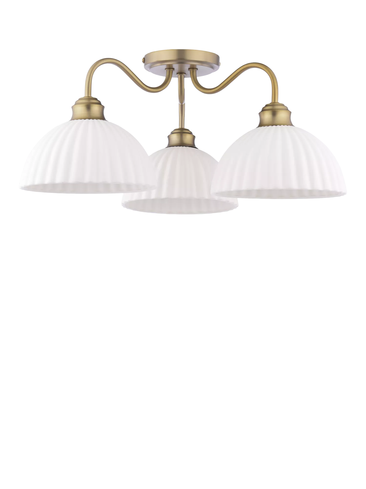 Laura Ashley Durford 3 arm semi-flush ceiling light in metallic bronze, imported from the UK