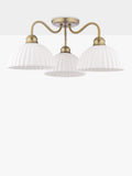 Laura Ashley Durford 3 arm semi-flush ceiling light in metallic bronze, imported from the UK